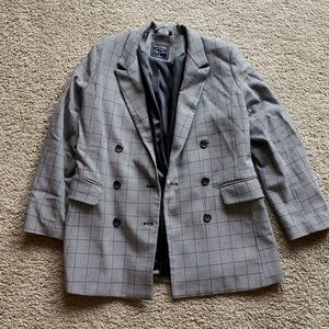 Slightly Oversized Neutral Plaid Blazer